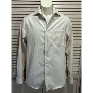 Pronto Uomo Slim Fit Long Sleeve Button Down Shirt Beige Non‎ Iron  14.5" 32-33